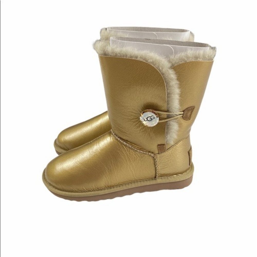 Nib Ugg Bailey Button Mirage Shearling Boot Gold 6 - image 1